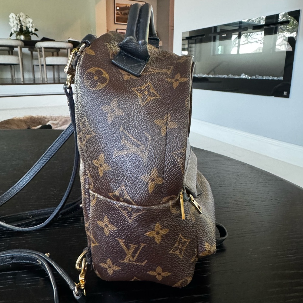 Louis Vuitton Brown Monogram Backpack with Gold Accents - Picture 3 of 5